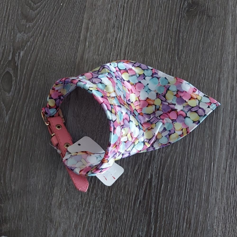 Claires Pet Collar and Bandana 17in Collar Llength Pink and Multi Colors NWT!